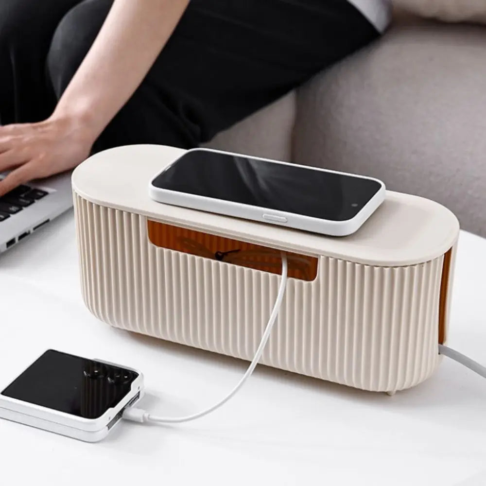 Quality Desktop Cable Storage Box with Lid Multi-Functional Socket Storage Box Dustproof Cable Organizer Household