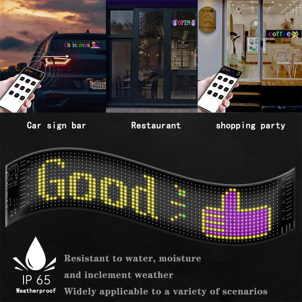 LED Matrix Pixel Panel USB 5V RGB Car Sign Bluetooth App Control Flexible Addressable Pattern Graffiti Scrolling Text Animation