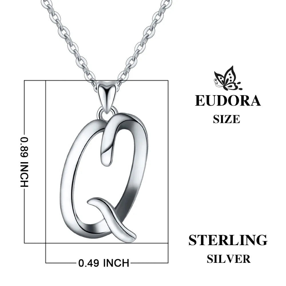 925 Sterling Silver Initial Letter Pendant Necklace