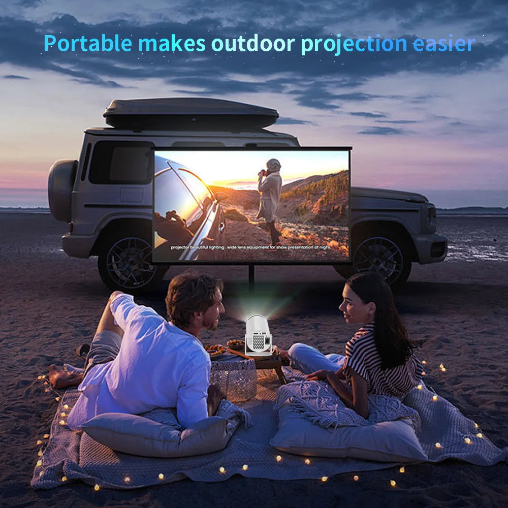 Mini Projector 1080P Support 4K, 200ANSI Lumens WiFi 6 Bluetooth Portable Outdoor Projector with HDMI USB Dolby Audio