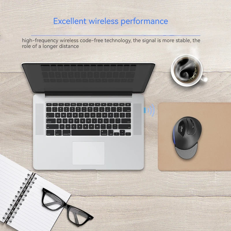 Zelotes F-17 Grip Mouse Vertical 2.4G Wireless Mouse 3-Speed DPI Adjustment Computer Laptop Gaming Mouse
