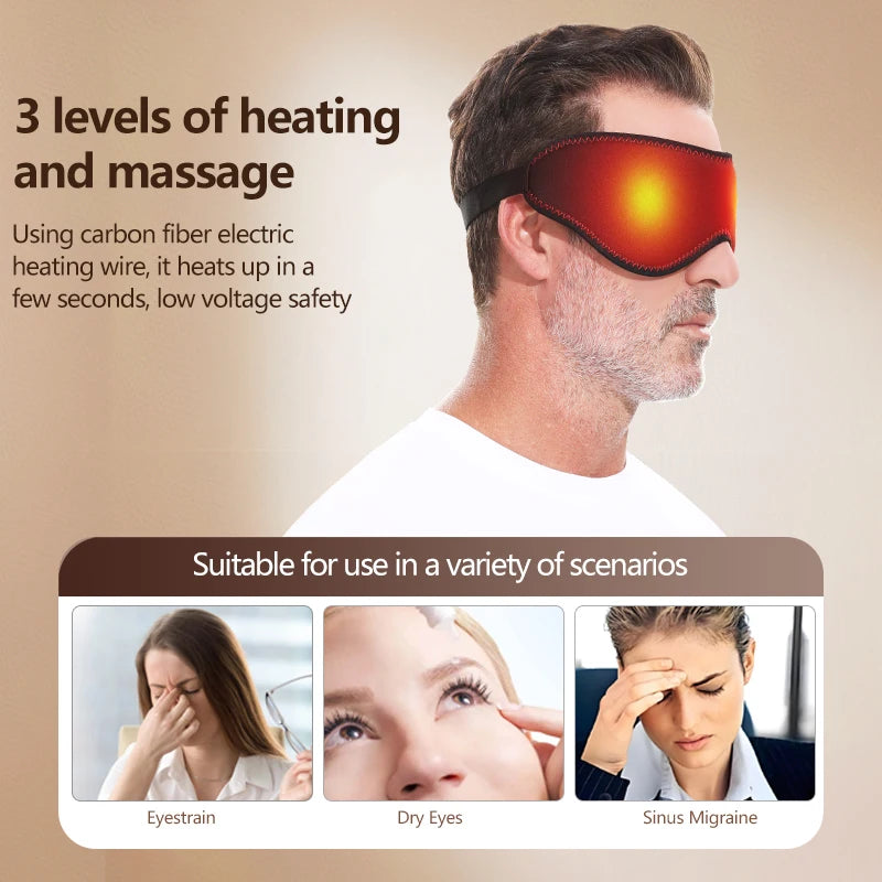 Portable Electric Heated Eye Massager USB-Powered Winter Warm Eye Mask Dry Circle Relief Sleep Aid Stress Fatigue Reduction