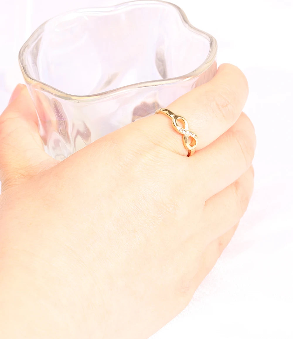 Dainty Infinity Promise Ring Gold / Silver Style CZ Eternal Band