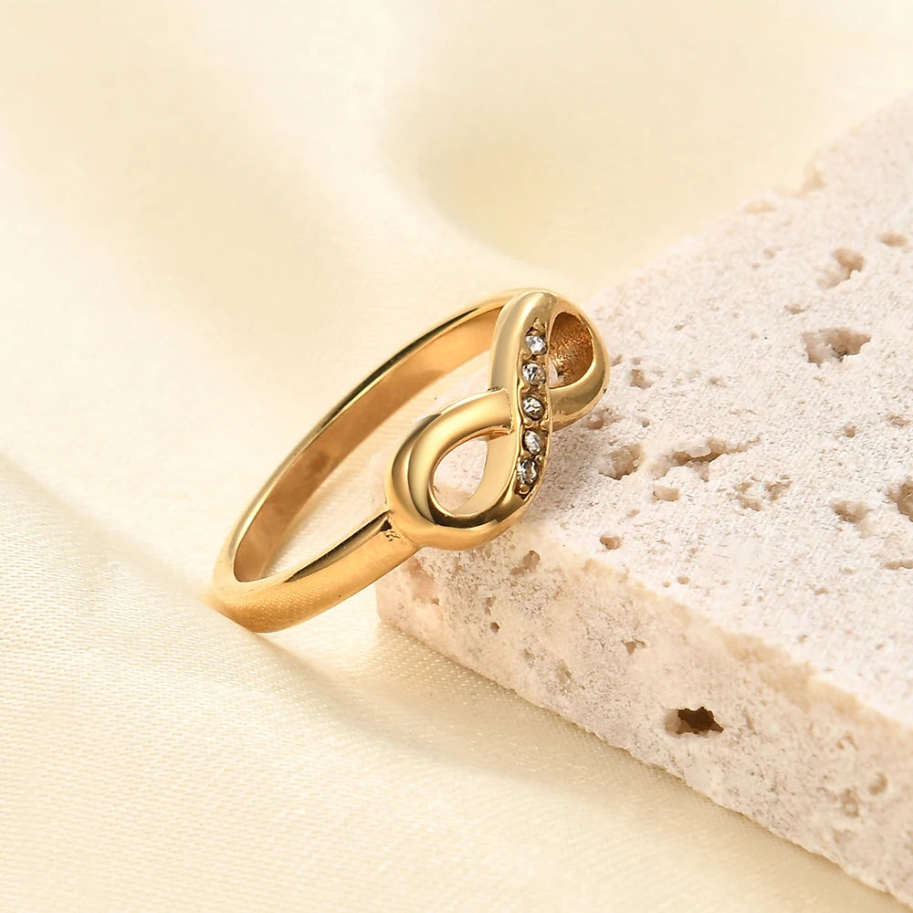 Dainty Infinity Promise Ring Gold / Silver Style CZ Eternal Band