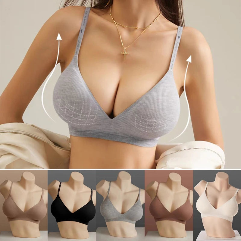 3-Pack Seamless Wire-Free Plunge Push Up Bras