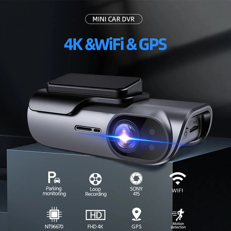 ACCEO Car Dashcam Auto 4K Front Car DVR Night Vision Support GPS and WiFi APP Loop Recording Video Car Recorder 24 Hour Parking