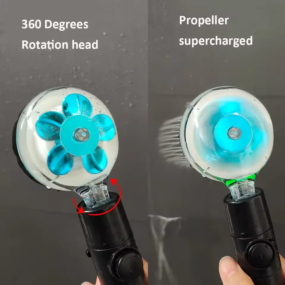 LED Digital Temperature Display Shower Head Temperature Control Colorful Fan Spray Nozzle High Pressure Rainfall Bathroom Shower