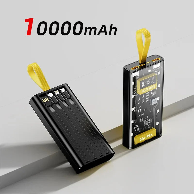 20000mAh Bidirectional Super Fast Charging Power Bank 66W Transparent High capacity Digital Display For Iphone Xiaomi Samsung