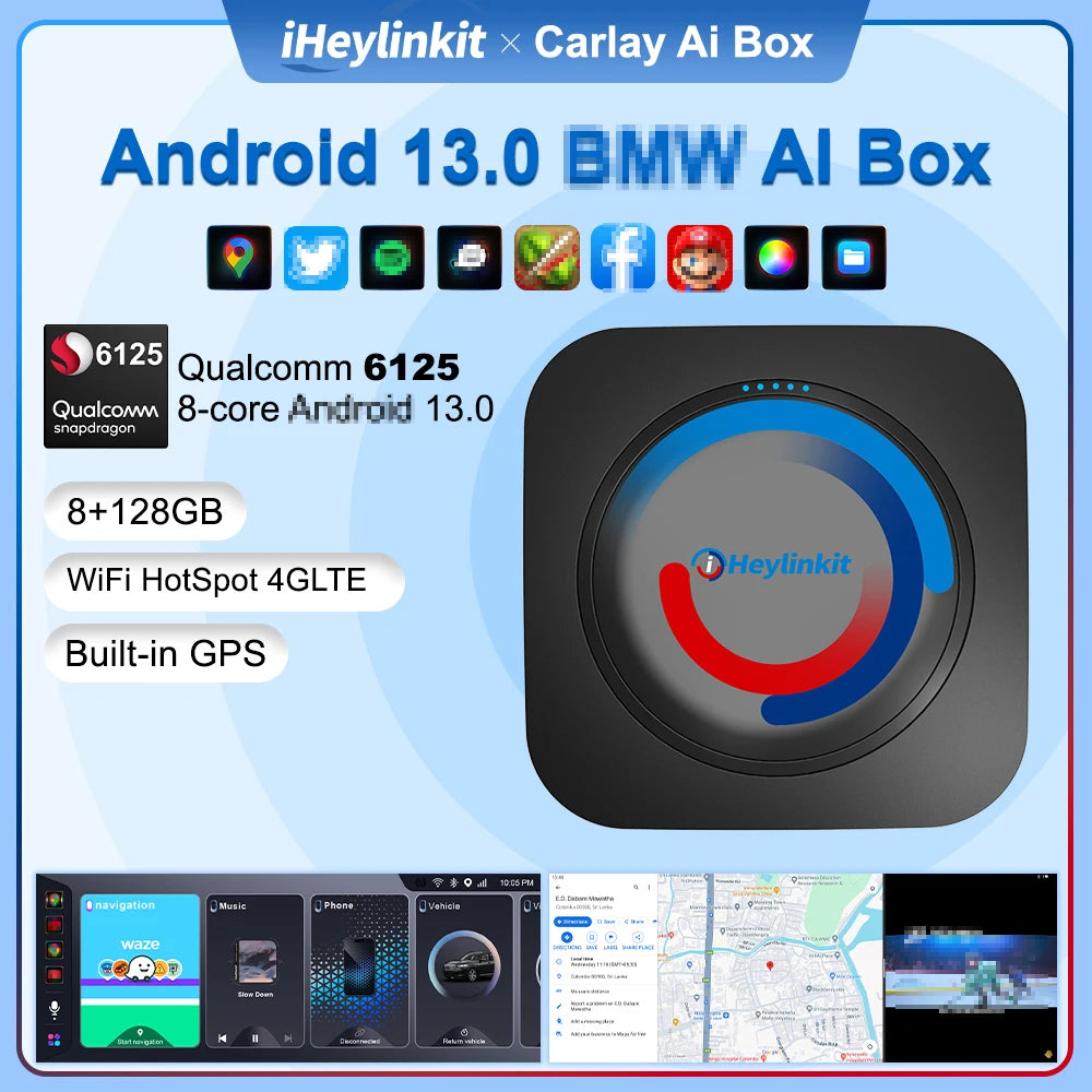 iHeylinkit BW550M Smart Ai Box Android13.0 QCM6125 Wireless CarPlay Adapter Android Auto Support Google Play Video Game Software