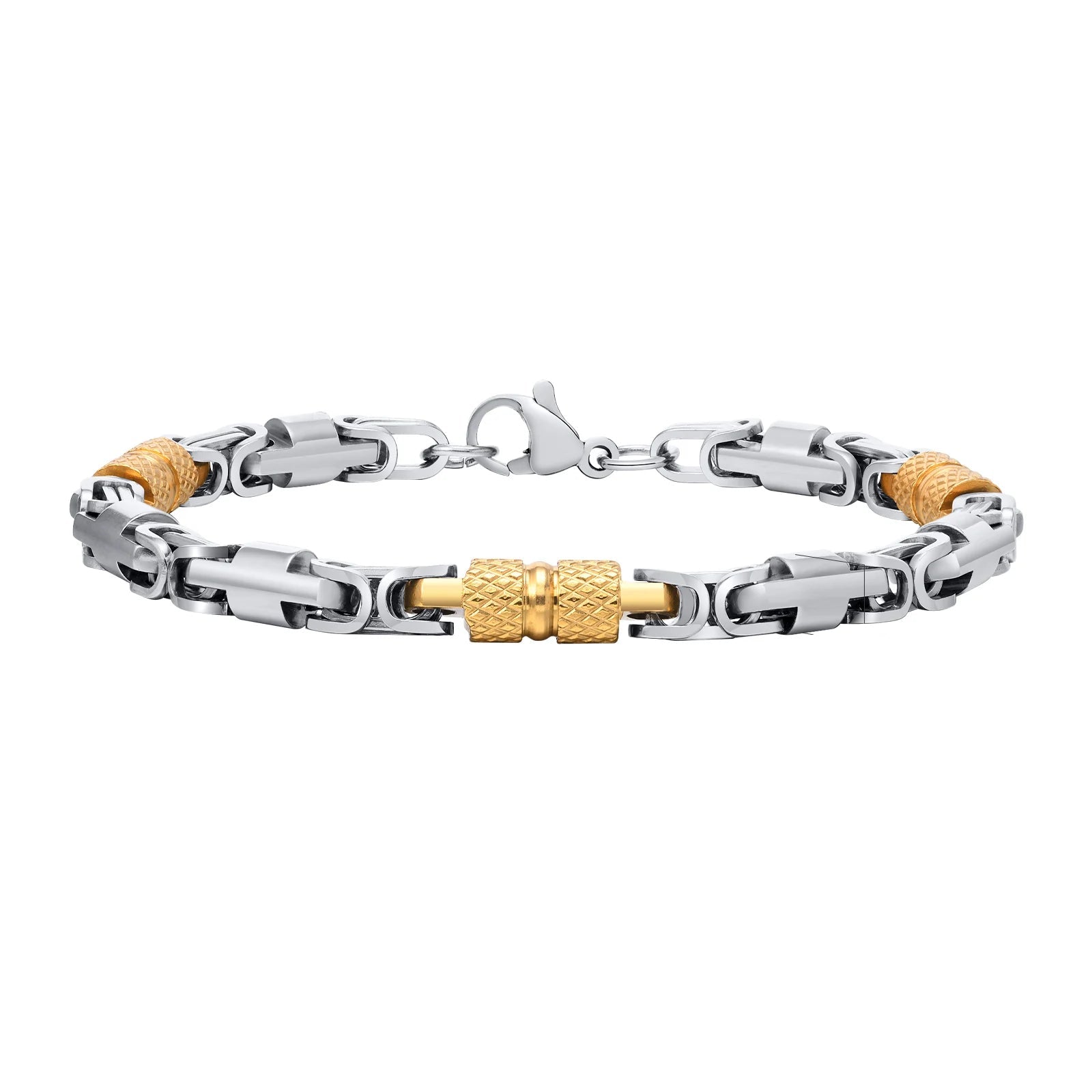 Pulseiras Bizantinas Punk para Homens e Rapazes, Pulseira de Elos de Aço Inoxidável Feita à Mão, Presentes de Joalharia Casuais Elegantes