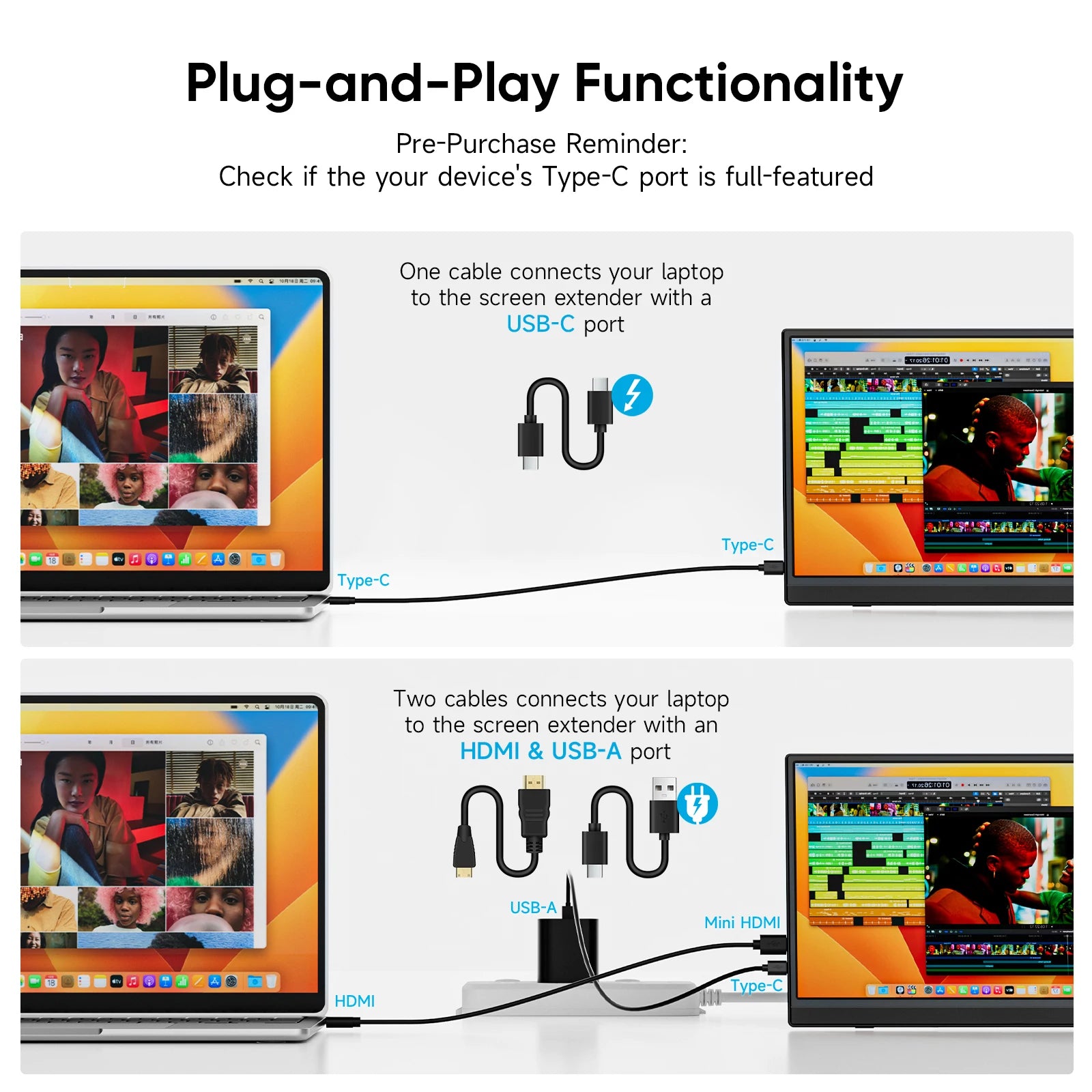 Dopesplay 15.6 inch Portable monitors For Laptops FHD IPS 1080P External Screen Extender for MAC Windows Phone Games Extended