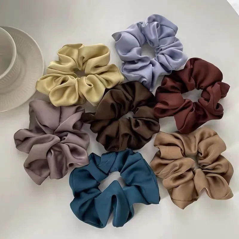 Premium Silk Satin Elastic Hair Scrunchies Ponytail Holder