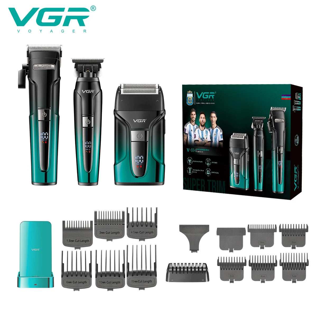 VGR 694 Professional 3-in-1 Clipper Set with Magnetic Dock