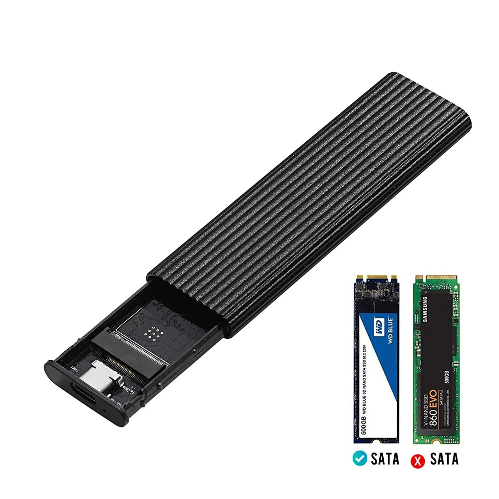 Aluminum Alloy M.2 HDD Enclosure Case Hard Drive Box B-KEY External Hard Drive Box USB C Interface Support SATA Protocol