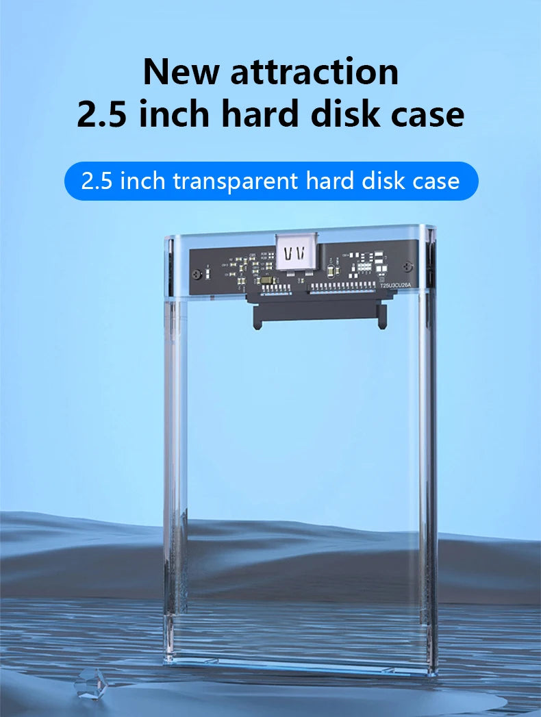 UTHAI TM05 Type-C Transparent Box HDD Enclosure 3.1 Notebook 2.5 Inch SSD Solid State Mechanical Mobile Hard Disk Box USB3.1