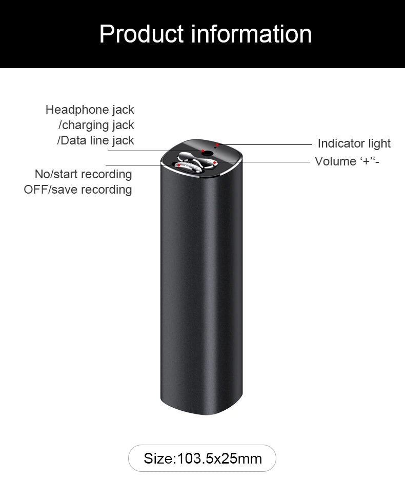 8/16/32G Voice Recorder 600 Hours Dictaphone Audio Sound Mini Recording Activated Digital Micro Flash Magnetic MP3 Player