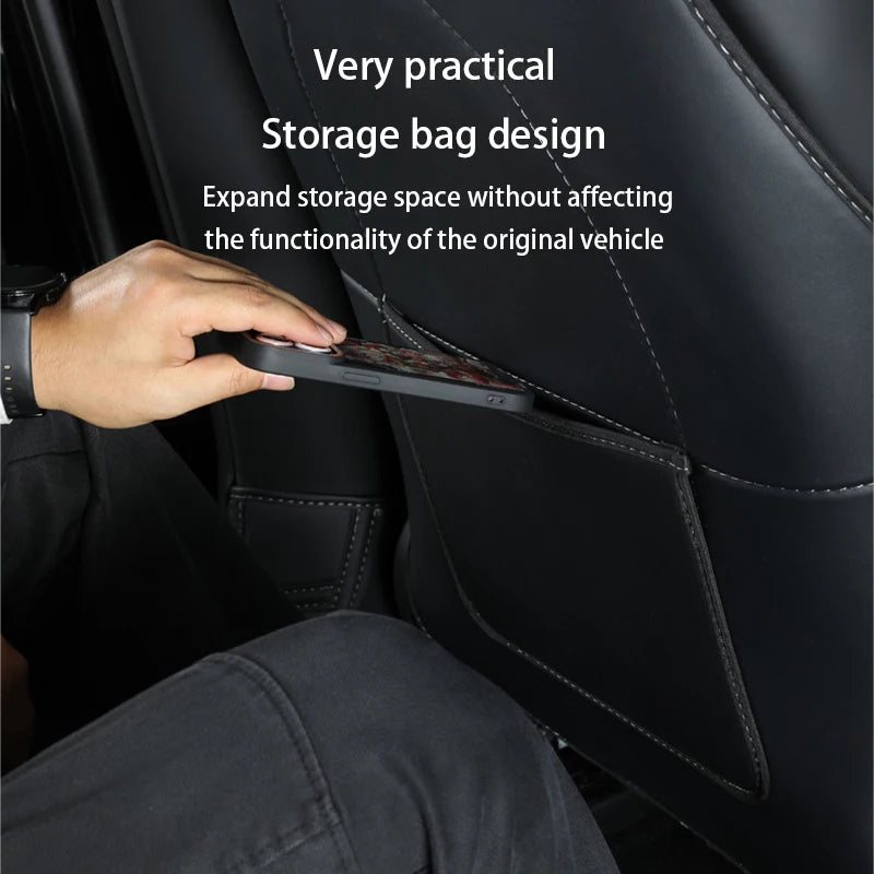 Tesla Model 3 & Y Leather Seat Back Kick Protectors