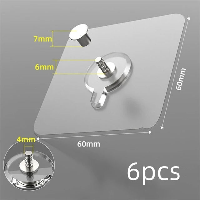 6-30Pcs Screw Wall Hooks Self Adhesive Hangers Seamless Nail Screw Free Sticker Hook for Wall Mount Kitchen Bathroom Home Office