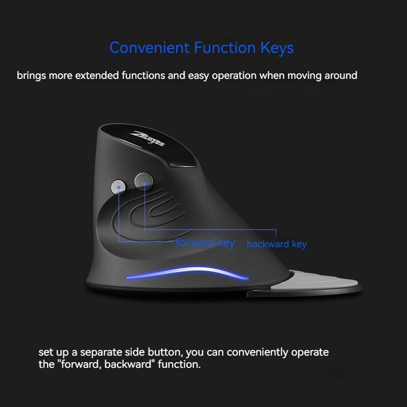 Zelotes F-17 Grip Mouse Vertical 2.4G Wireless Mouse 3-Speed DPI Adjustment Computer Laptop Gaming Mouse