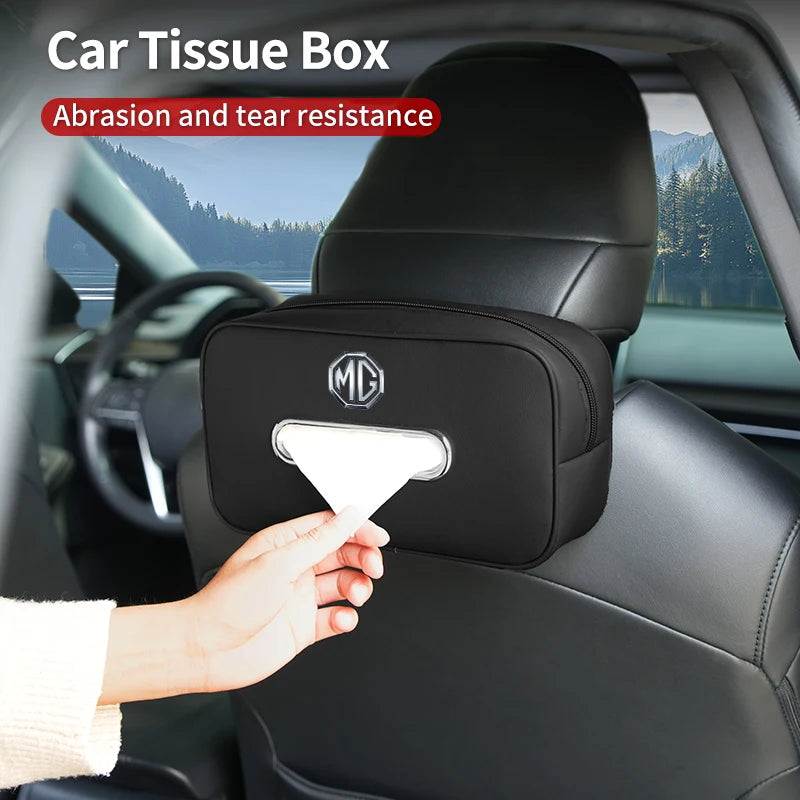 Car Seatback Tissue Box Armrest Paper Napkin Storage Bag Accessories  For Morris Garages MG 6 3 5 7 TF ZR ZS HS GS GT Hector