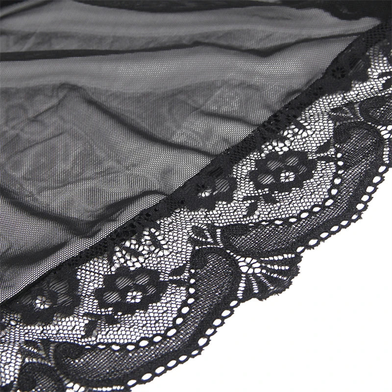 Lace Transparent Babydoll Kimono Lingerie Set