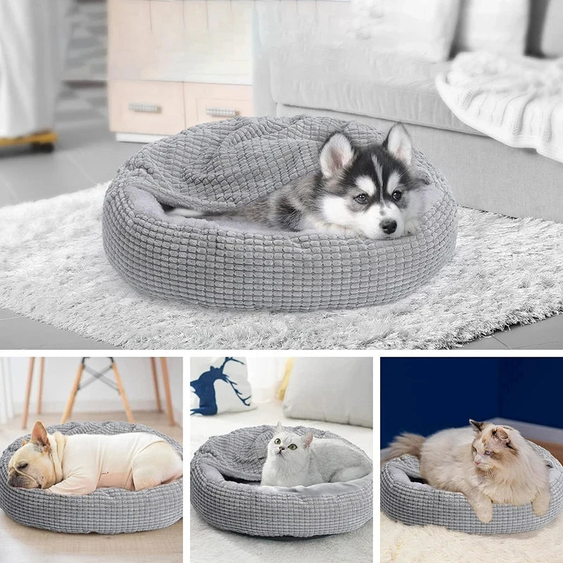 Cama Redonda Para Animais De Estimação Cão Gato Cachorro Casa Tapete Quente Cobertores De Inverno Cama Ortopédica Fofa Para Gatos E Cães, Adequada Para O Inverno