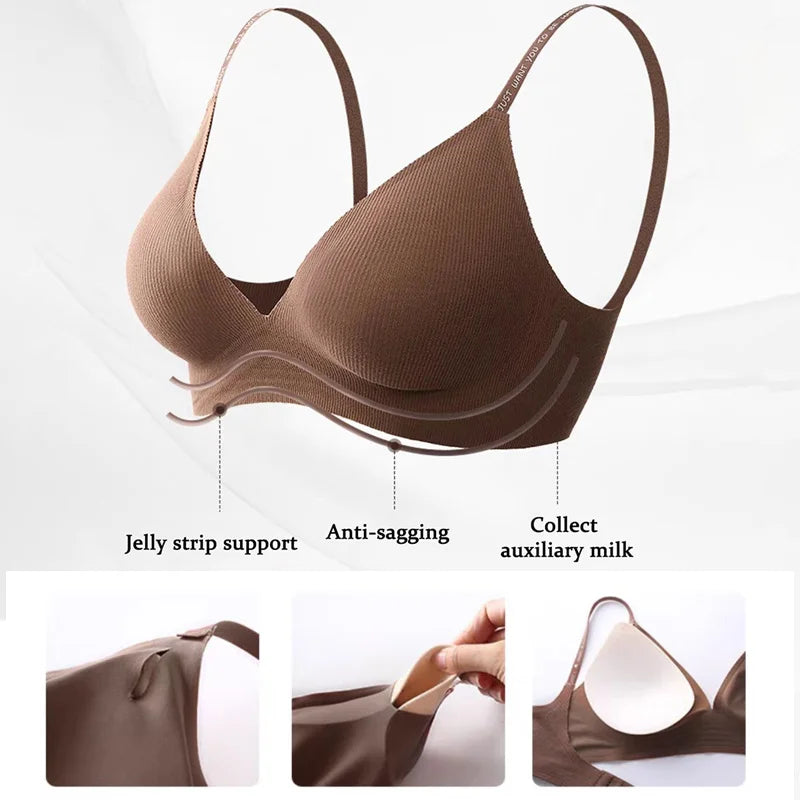 3-Pack Seamless Wire-Free Plunge Push Up Bras