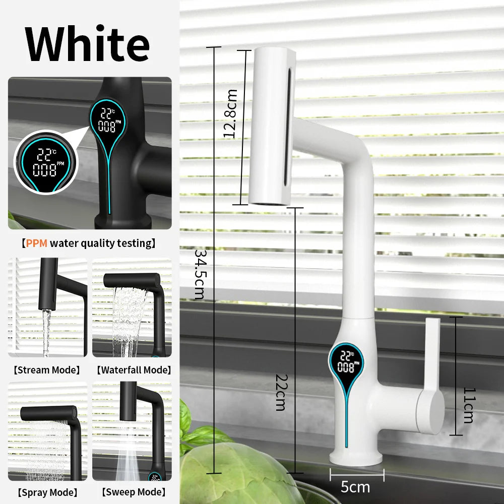 Digital Waterfall Basin Tap with LED Temperature Display
