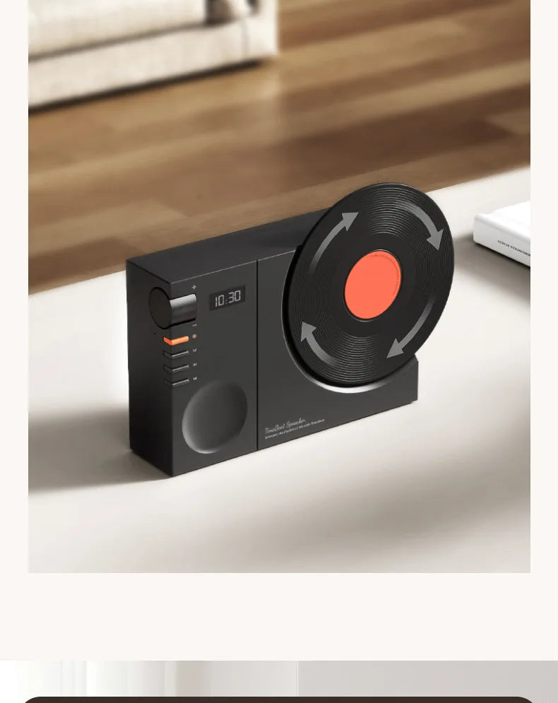 Mini Retro Bluetooth 5.3 Speaker with AUX Playback Wireless Hifi Retro Film Sound Music Box with Clock Display Support TF Card