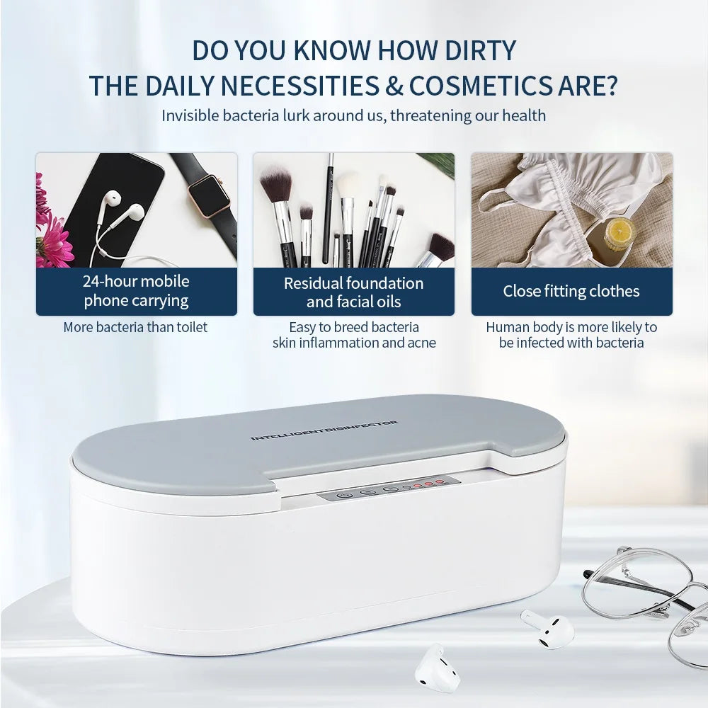 Esterilizador UV Elétrico com Aromaterapia para Joias Óculos Telemóveis Ferramentas de Manicura e Maquilhagem