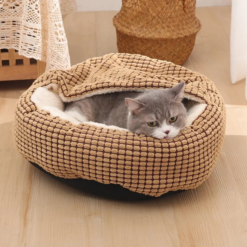 Cama Redonda Para Animais De Estimação Cão Gato Cachorro Casa Tapete Quente Cobertores De Inverno Cama Ortopédica Fofa Para Gatos E Cães, Adequada Para O Inverno
