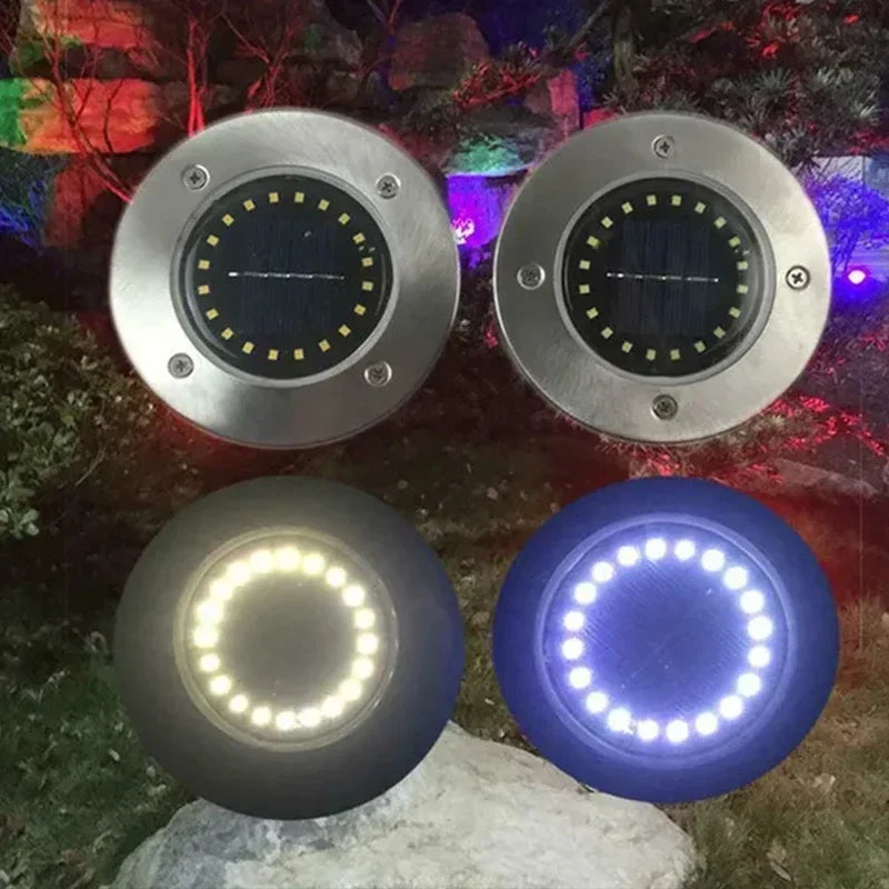 8/20 LED Solar Disk Lights Waterproof Outdoor Garden Path Lamp