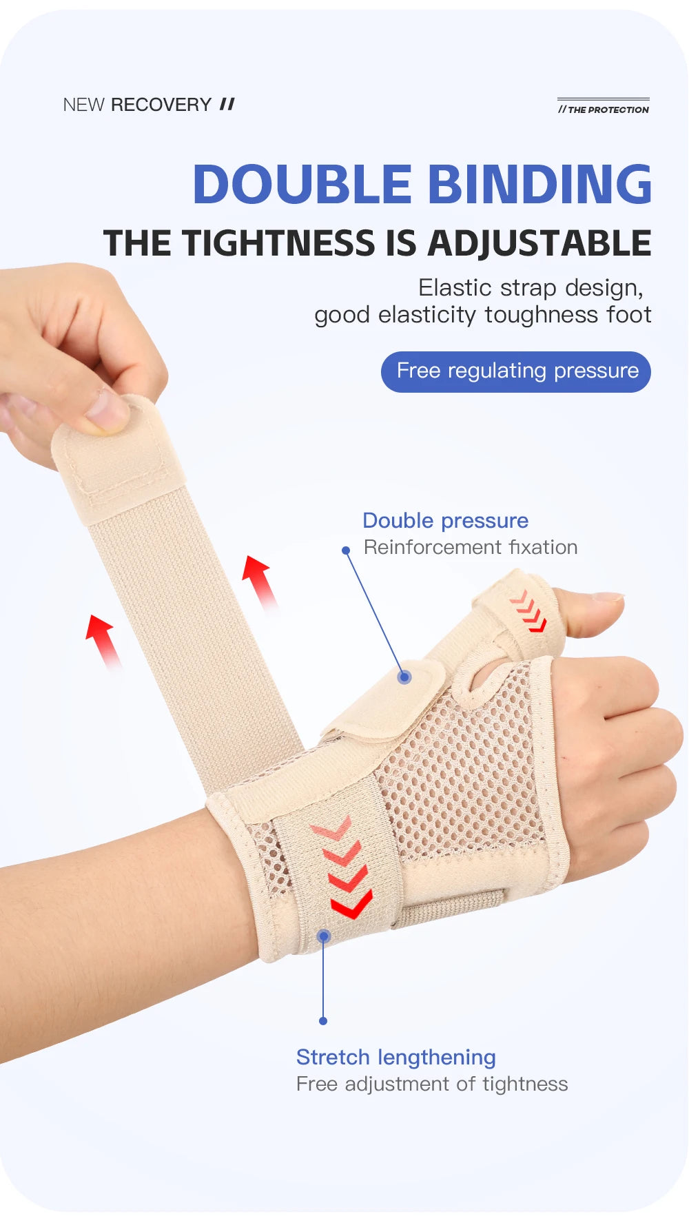 Flexible Splint Wrist Thumb Support Brace for Tendonitis Arthritis Breathable Thumb Protector Guard Fits Right and Left Hand