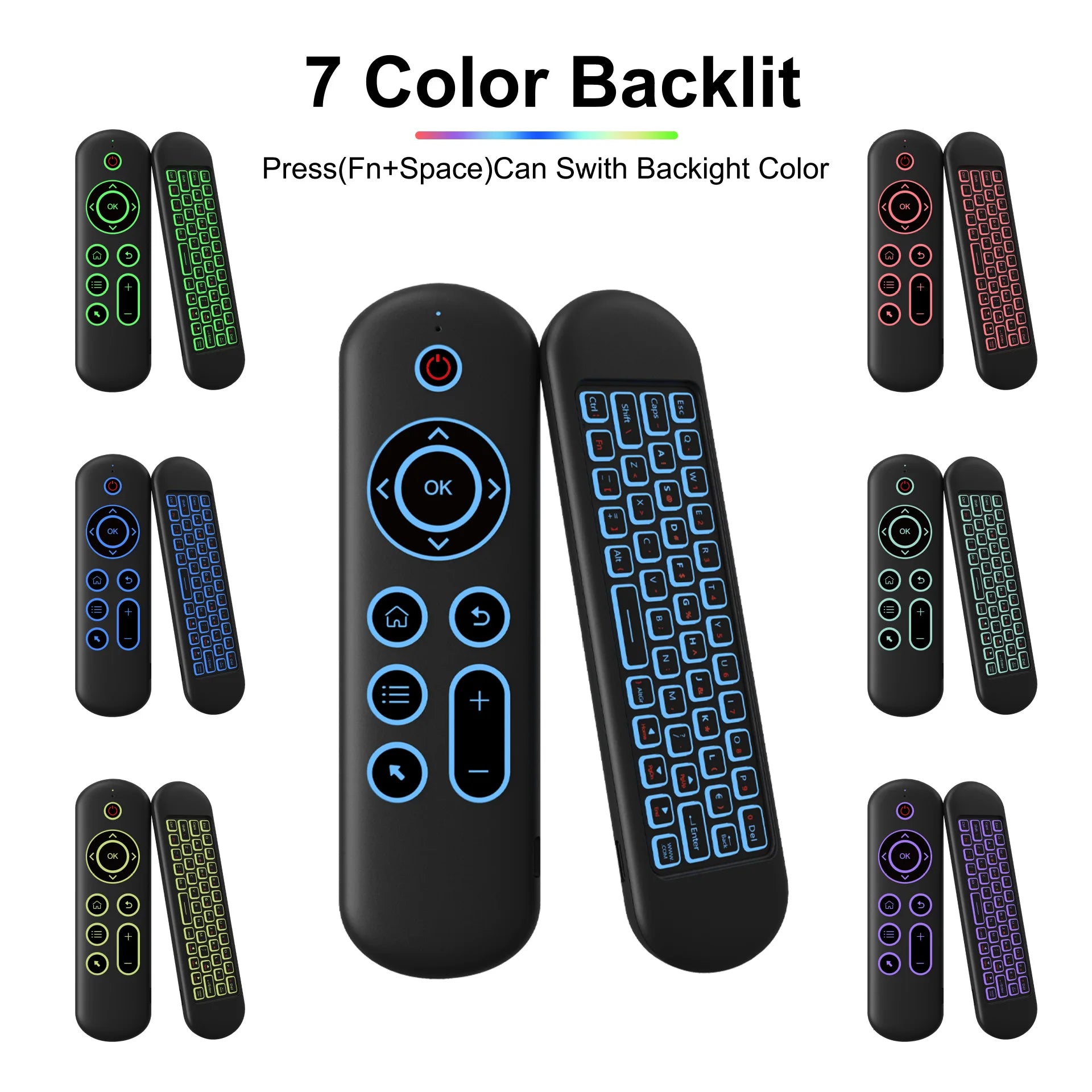 MRSVI Air Mouse Remote Control M5 Wireless 2.4G&Bluetooth With 7 Color Backlit Gyroscope Keyboard for Smart Android TV Box,PC