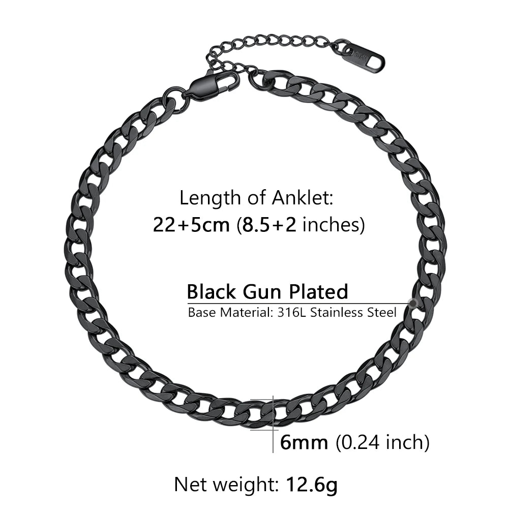 Stainless Steel Multi-Style Anchor and Curb Chain Anklet