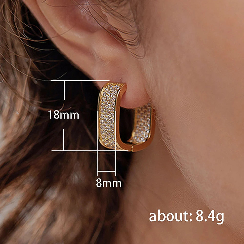 Korean Paved CZ Hoop Earrings Simple Versatile Jewellery