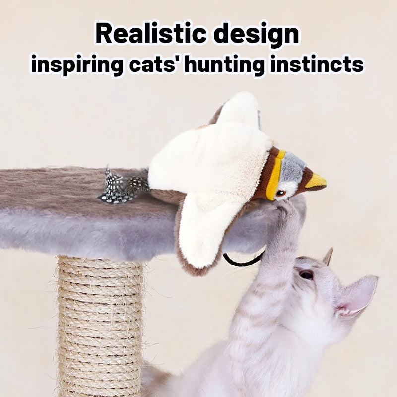 Interactive Flapping Bird Cat Toy with Catnip & USB Charging