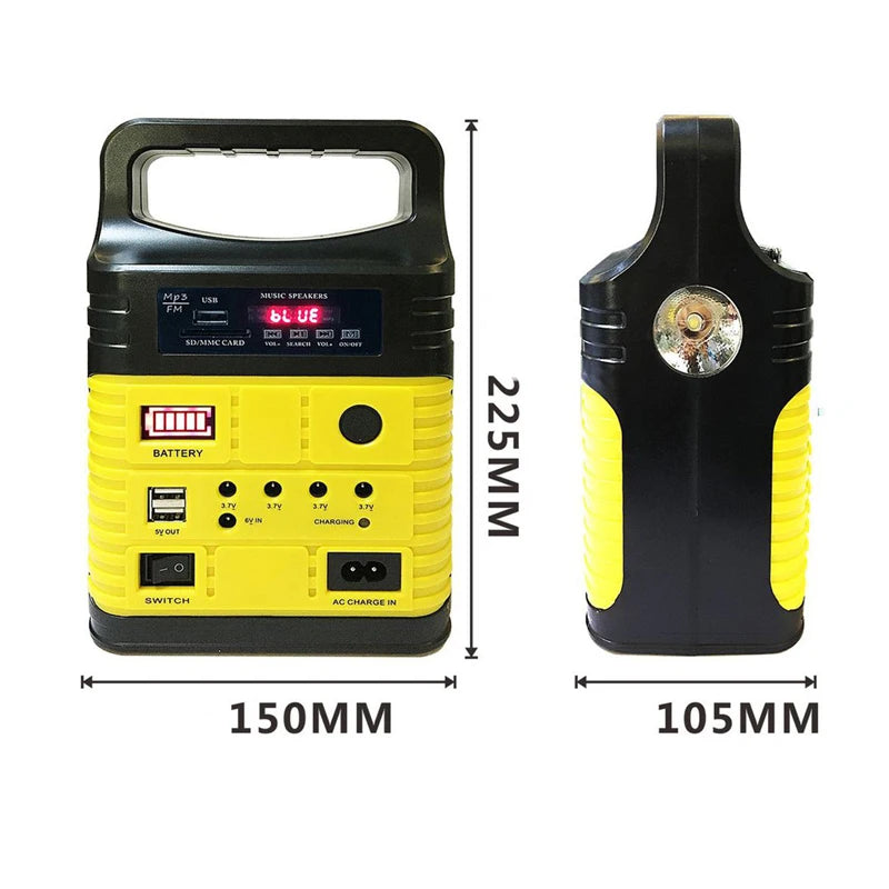 Portable Solar Generator System 3 Bulbs Radio Outdoor Solar Power Panel Camping Kit LED Emergency Lighting with Remote Control