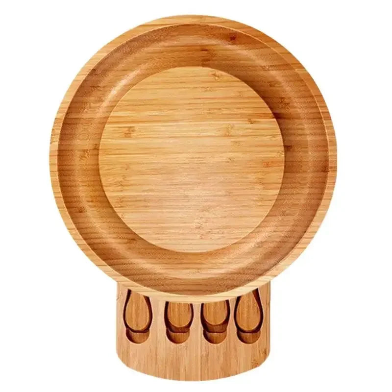 Bamboo Charcuterie Board Set with Integrated Knife Drawer