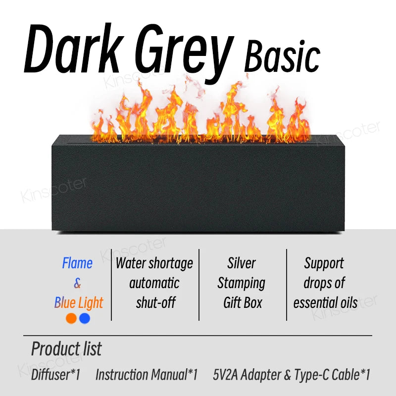 Flame Aroma Diffuser Air Humidifier Ultrasonic Cool Mist Maker Fogger LED Essential Oil Lamp Realistic Fire Difusor