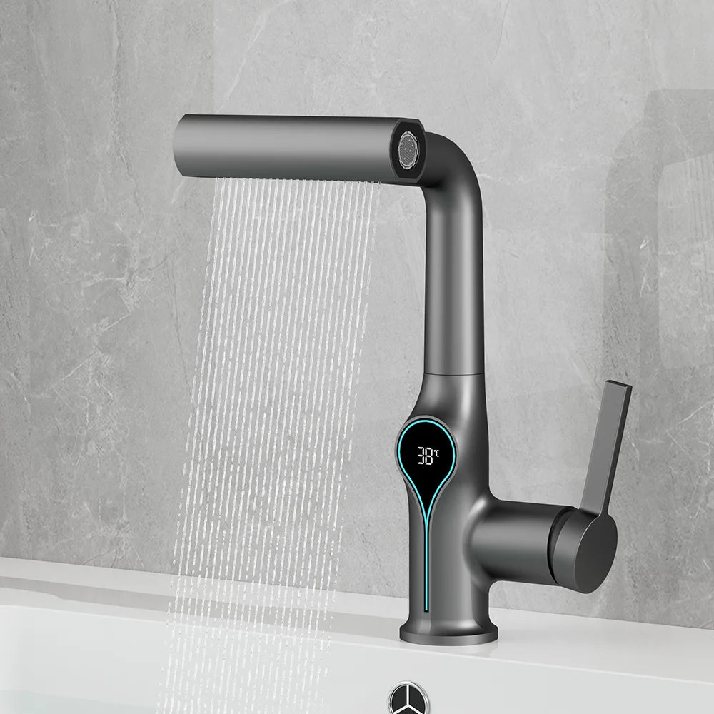 Digital Waterfall Basin Tap with LED Temperature Display