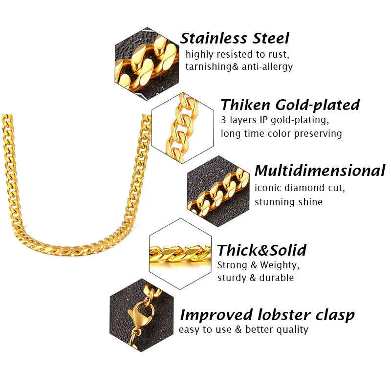 Stainless Steel Cuban Link and Rope Chain Necklace