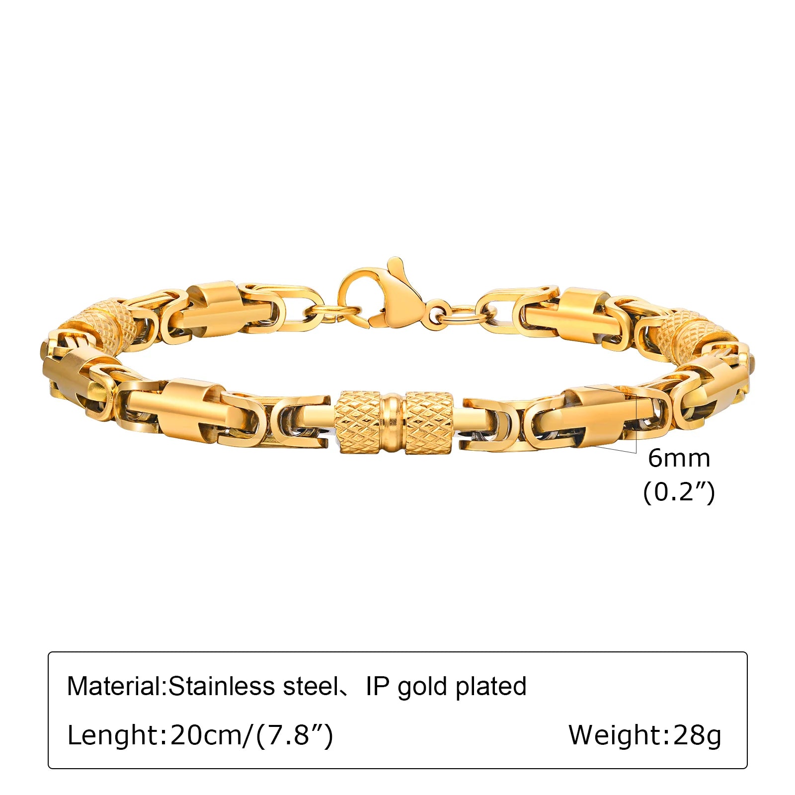 Pulseiras Bizantinas Punk para Homens e Rapazes, Pulseira de Elos de Aço Inoxidável Feita à Mão, Presentes de Joalharia Casuais Elegantes