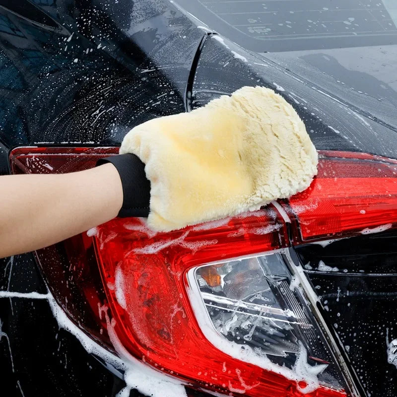 1/5pcs Car Wash Gloves Soft Thickened  Imitation Wool Plush Wiping Car Cleaning Mitt Double-faced Glove Car Washing Supplies