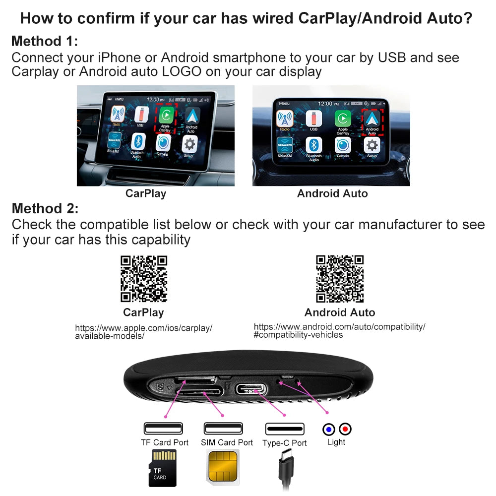 FLIXIVI CarPlay Ai Box 8+128G Android 13 Wireless Carplay Adapter/Android Auto QCM6125 8-Cores  CPU 4G LTE for VW Audi Kia Fiat