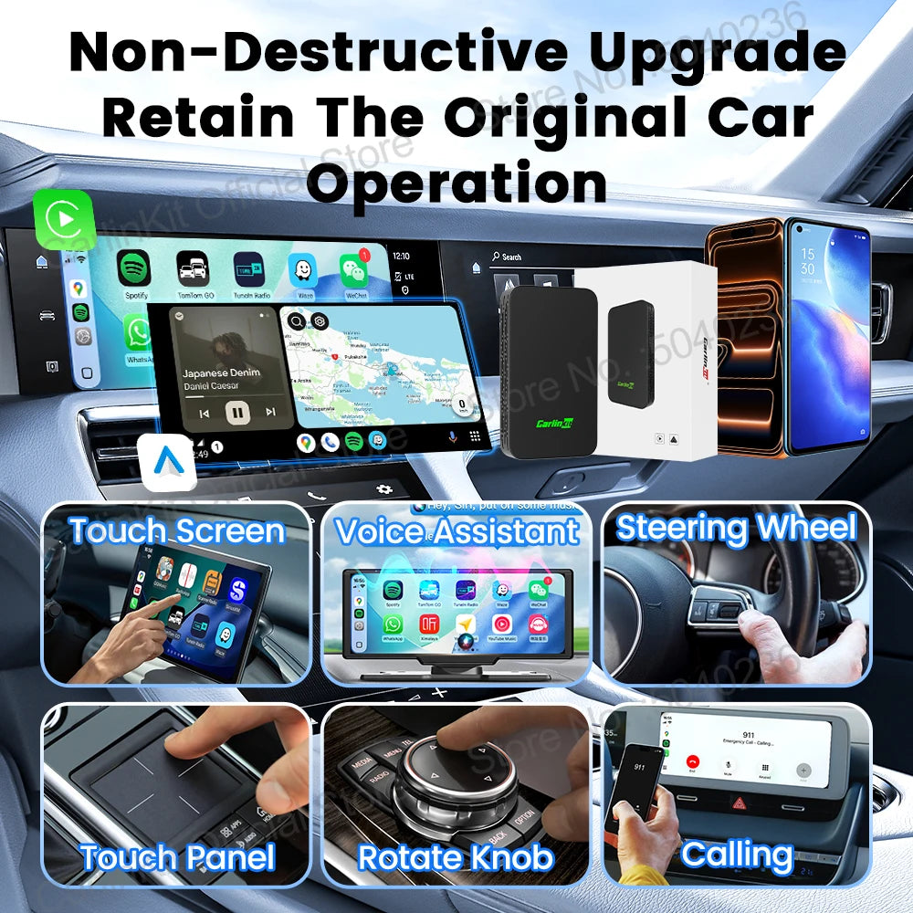 CarlinKit 5.0 C2Air 2-In-1 CarPlay Android Auto Wireless Adapter For Wired CarPlay Android Auto Cars Online Upgrade Plug & Play
