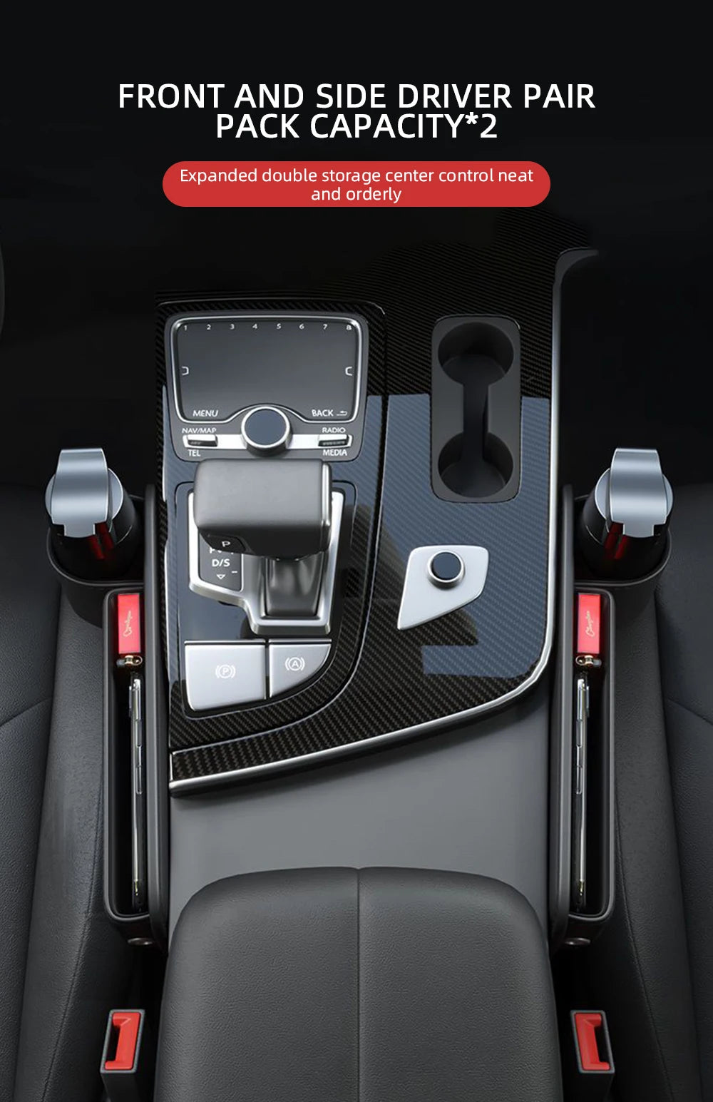 Multifunction Car Seat Gap Leak-proof Storage Bag  PU Leather Seat Slot Organizer BoxFor Car Seat Gap Filler With Cup Holder