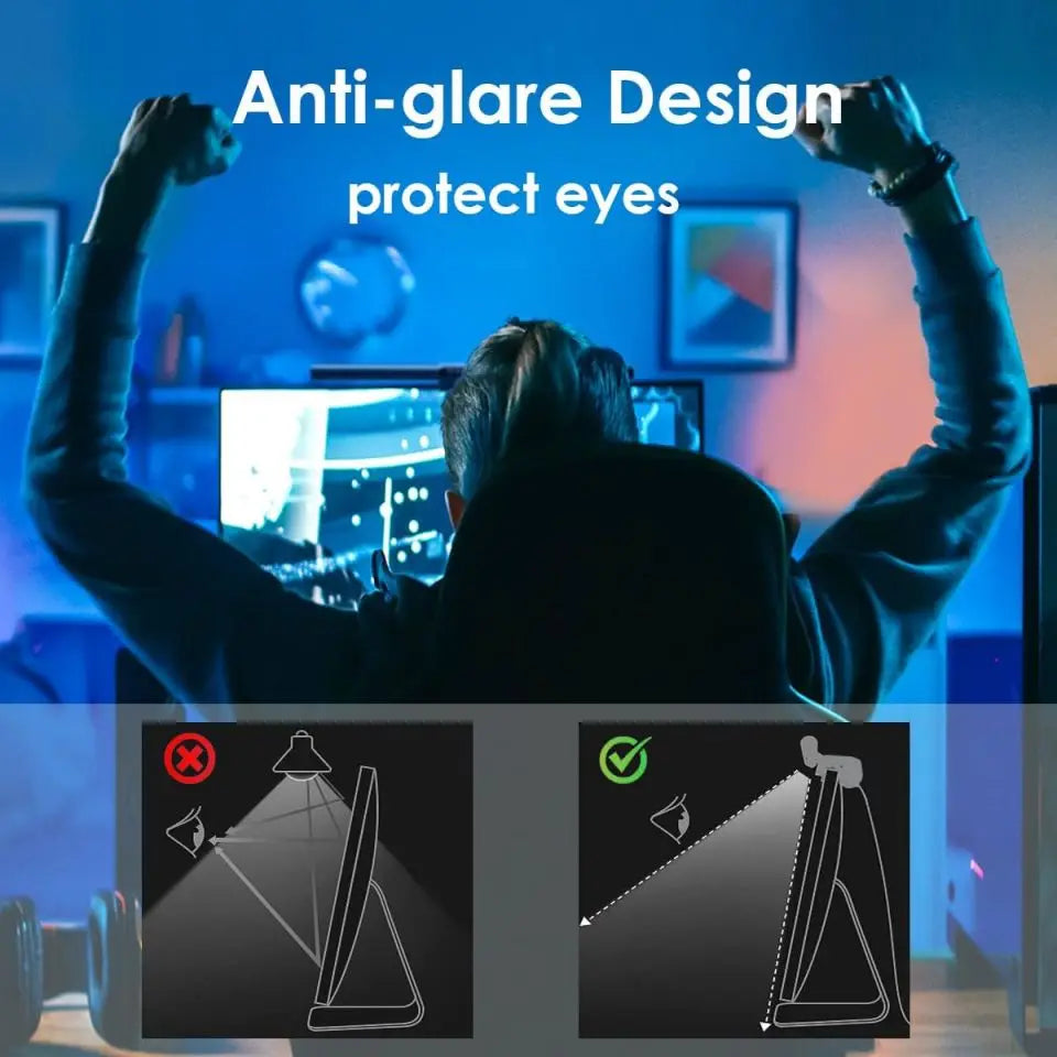 Computer Monitor Light Bar RGB Rhythm Screen Hanging Lights Stepless Dimming Desk Lamp For Study Reading Gaming Table Lighting
