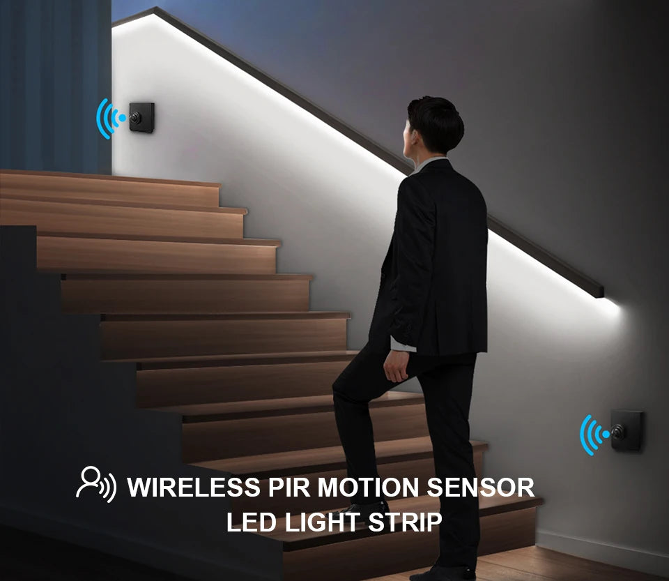 Smart Dual Sensors PIR Motion Sensor Switch DC 24V Neon Light LED Strip 2m 5m 10m for Bathroom Bedroom Stair Night Lamp