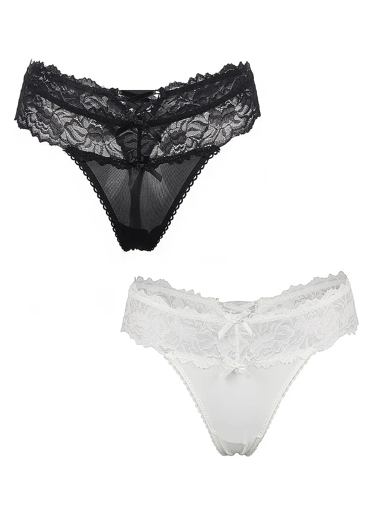 Women's Lace Brazilian Thong Low Waist Panties